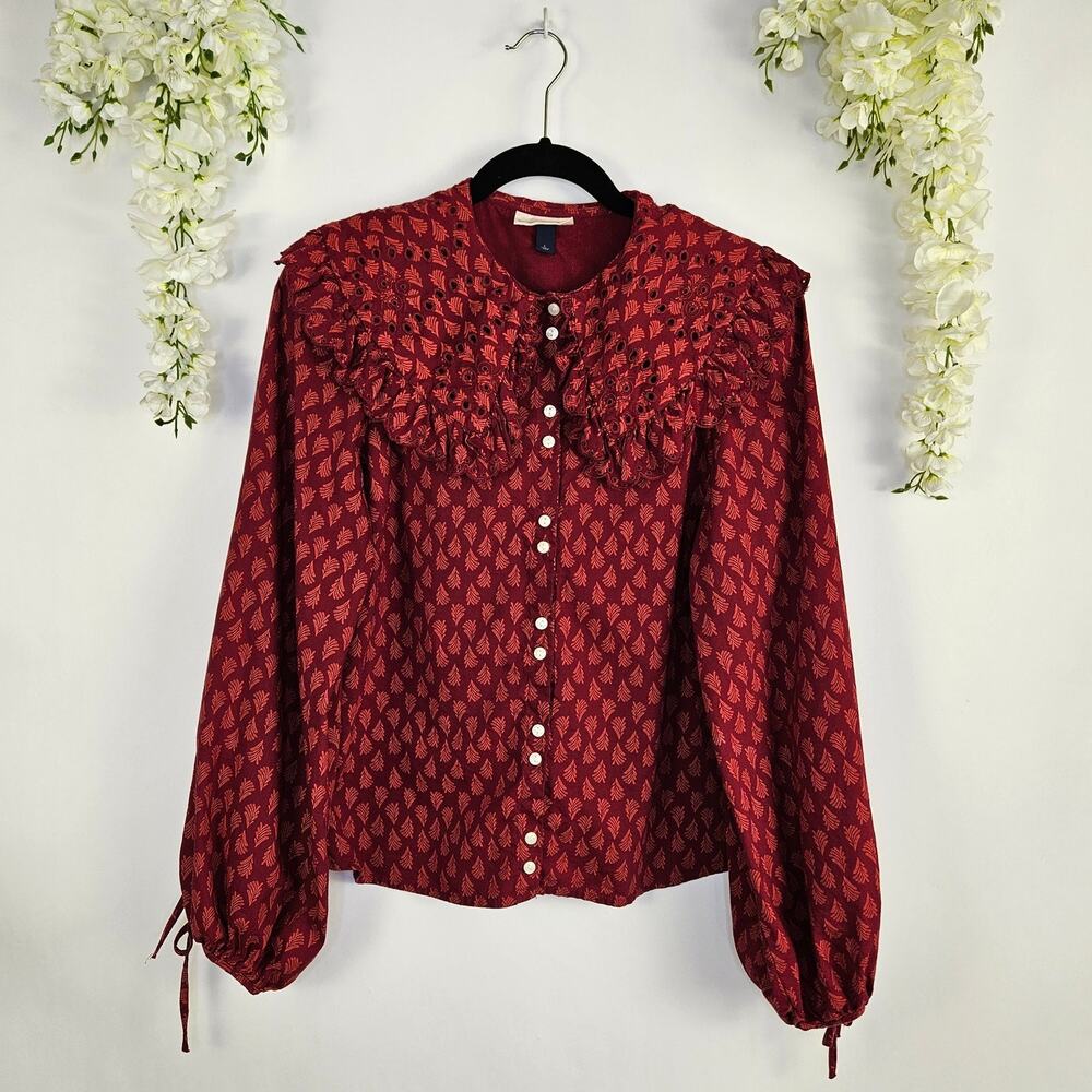 Universal Thread Large Button Down Blouse Boho Em… - image 2